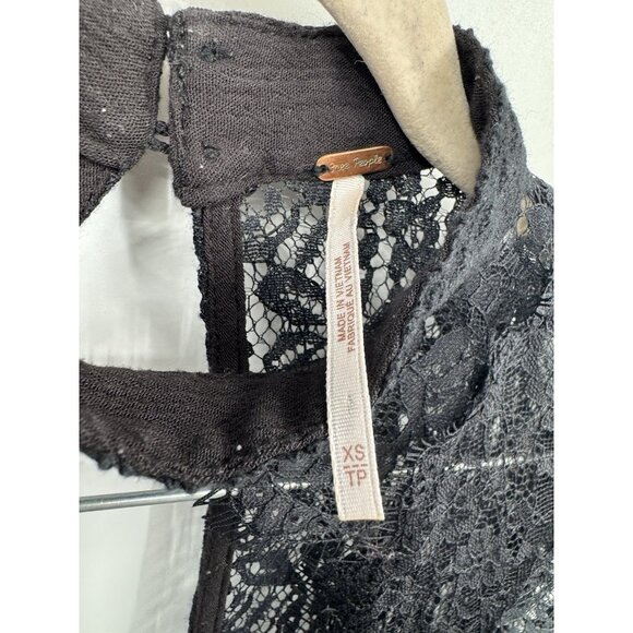 Free People Tell Tale Lace Dress Women XS Black Witchy Whimsigoth Emo Sheer - Picture 4 of 12